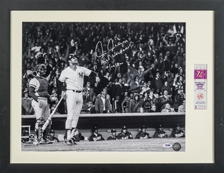 Chris Chambliss Signed and Inscribed 16x20 1976 ALCS Photo With Original Ticket Stub in Framed Display (PSA)